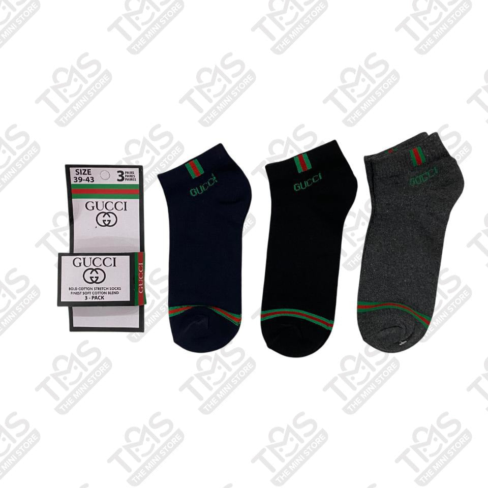 TMS Branded G-U-C-C-I Ankle Socks  (Pack Of 3)