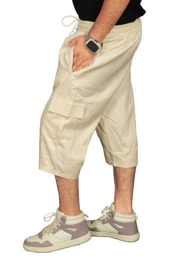 Beige - Premium Long Cargo Shorts