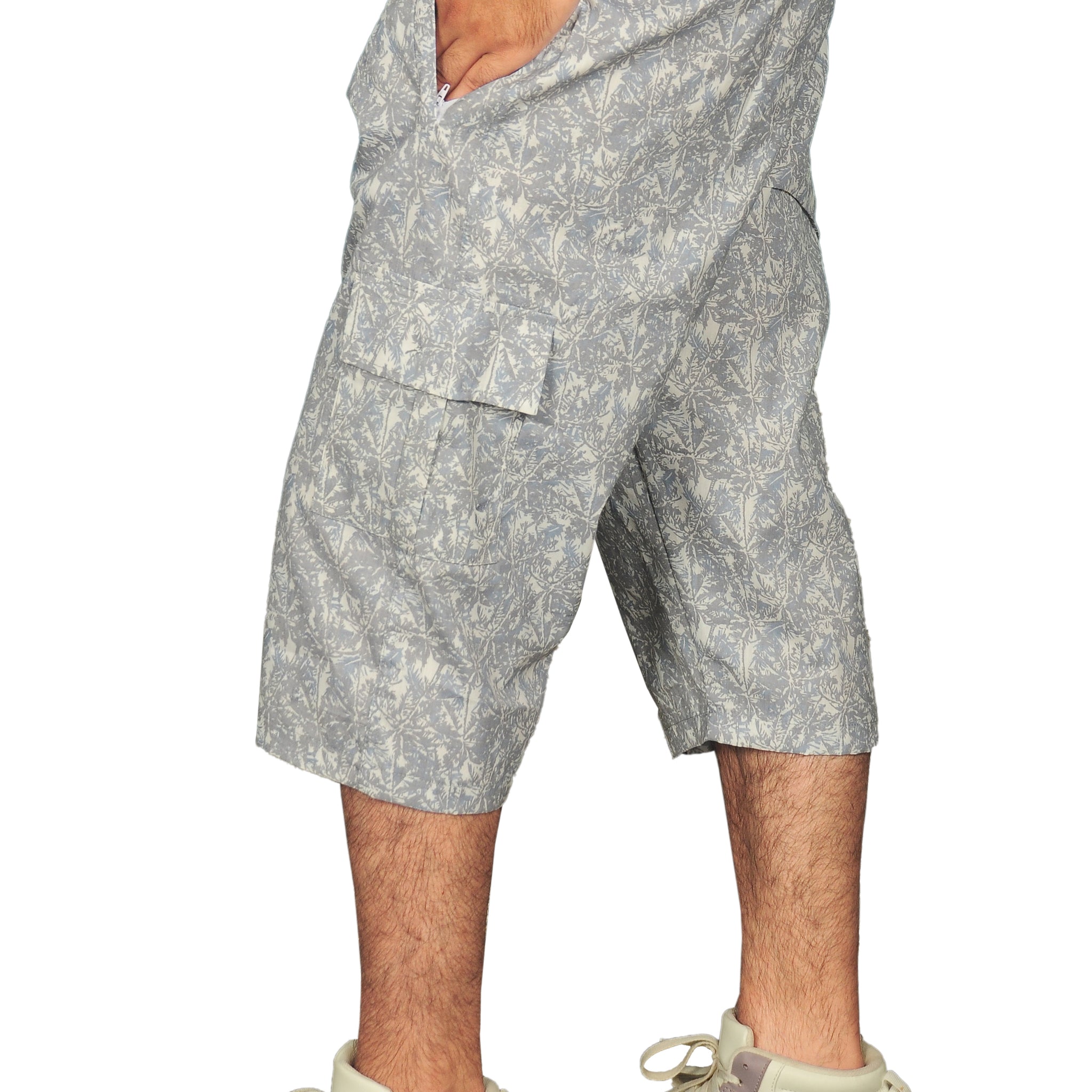 Retro Gray - Premium Long Cargo Shorts