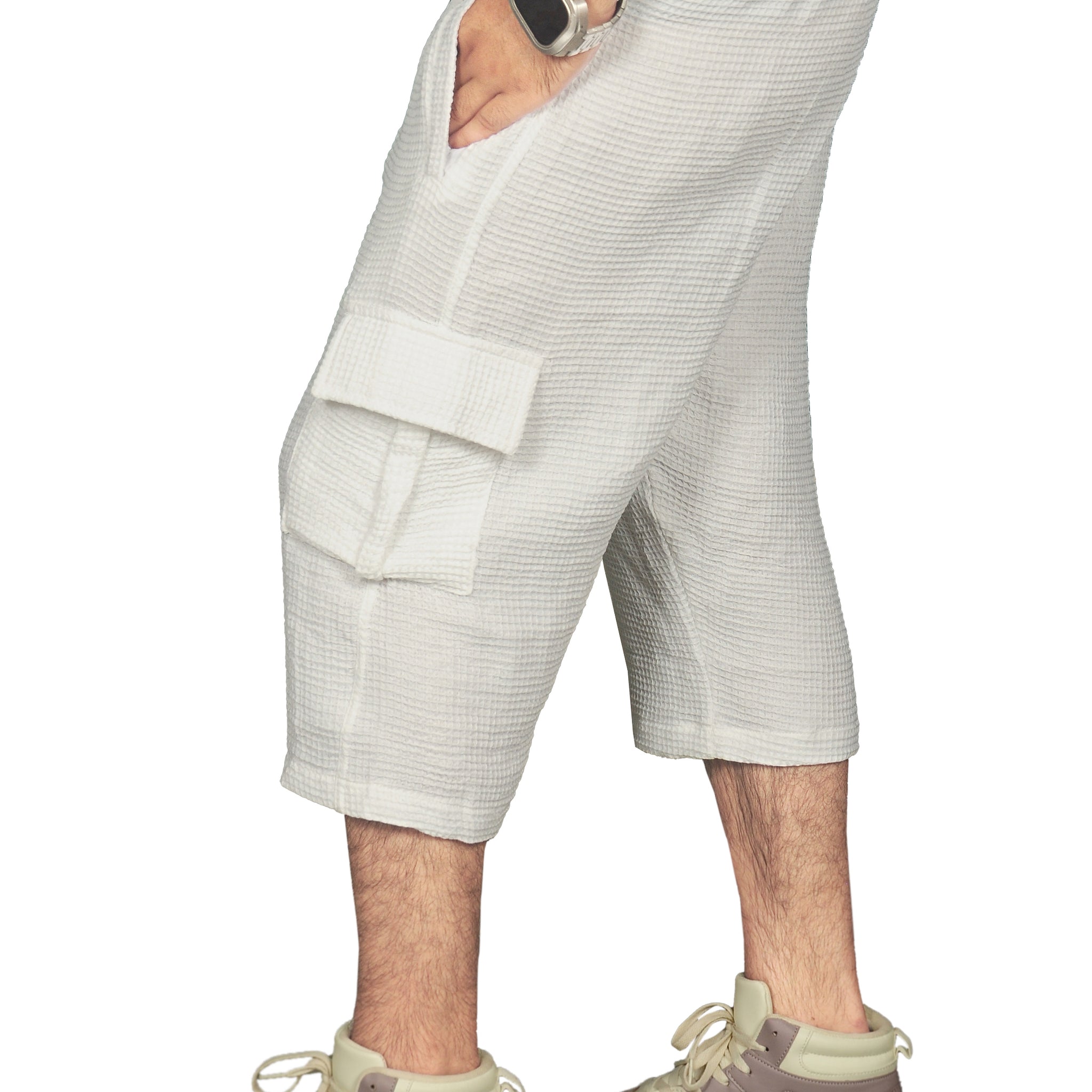 Prime White - Premium Long Cargo Shorts