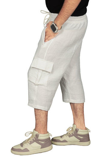 Prime White - Premium Long Cargo Shorts