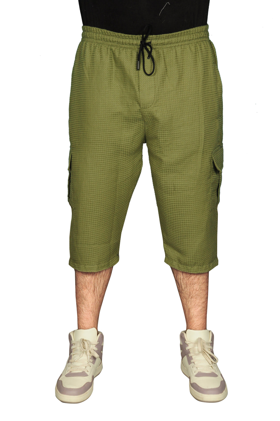 Olive Green - Premium Long Cargo Shorts